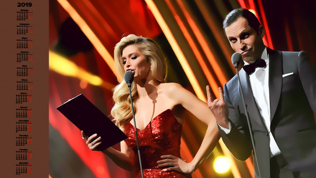 Обои картинки фото календари, компьютерный дизайн, двое, мужчина, вера, брежнева, певица, женщина