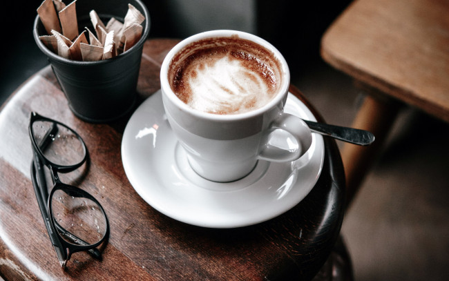 Обои картинки фото еда, кофе,  кофейные зёрна, капучино