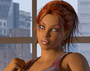 Картинка 3д+графика портрет+ portraits фон взгляд девушка