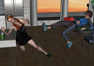 обоя 3д графика, люди , people, взгляд, девушки, фон