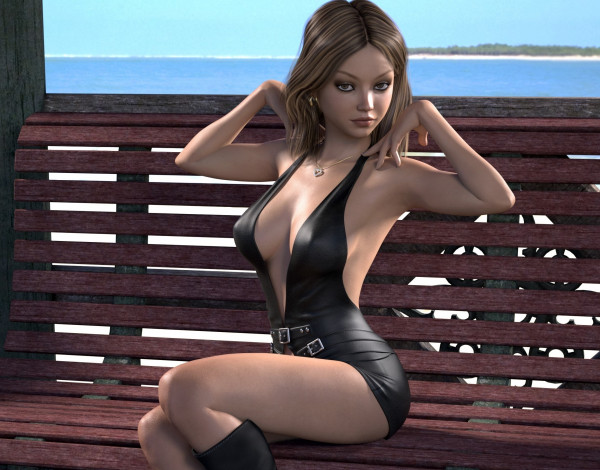 Обои картинки фото 3д графика, люди , people, взгляд, девушка, фон