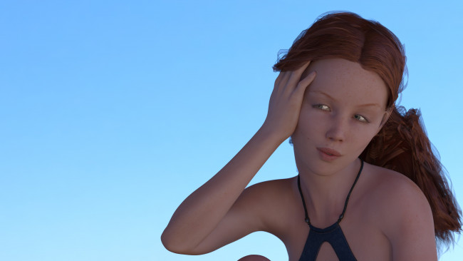 Обои картинки фото 3д графика, люди , people, фон, взгляд, девочка