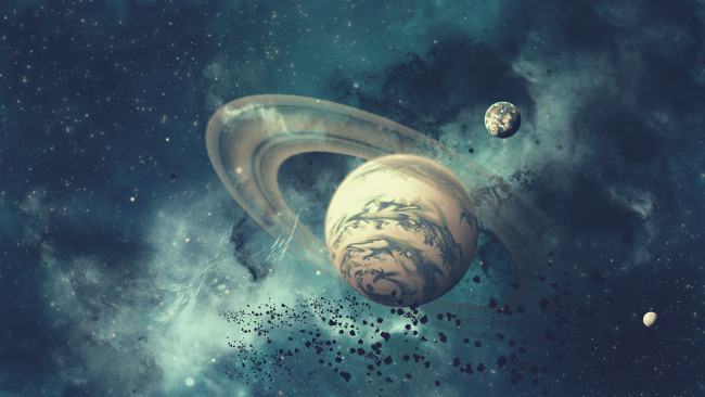 Обои картинки фото космос, арт, галактика, звезды, вселенная, планеты