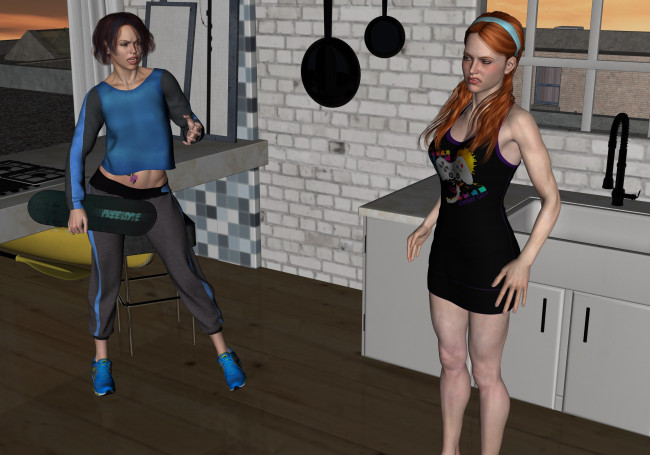 Обои картинки фото 3д графика, люди , people, взгляд, девушки, фон