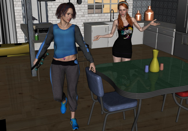 Обои картинки фото 3д графика, люди , people, взгляд, фон, девушки