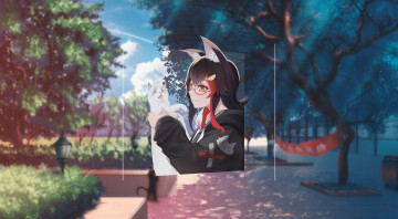 Картинка аниме животные +существа девушка