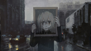 Картинка аниме город +улицы +интерьер +здания мальчик