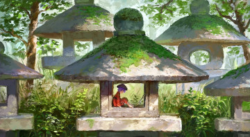 Картинка аниме город +улицы +интерьер +здания ребенок постройки