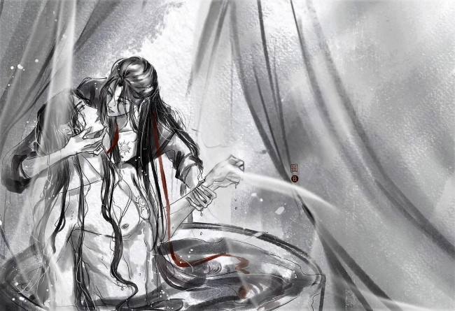 Обои картинки фото аниме, mo dao zu shi, вэй, усянь, лань, ванцзы, бочка