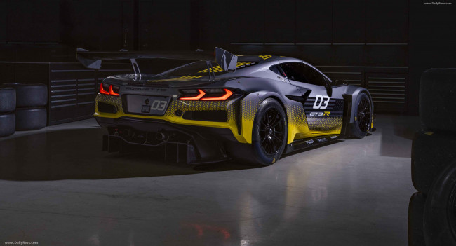 Обои картинки фото 24 chevrolet corvette z06 gt3, спорт, nascar, 2024, chevrolet, corvette, z06, gt3r, гараж, вид, сзади