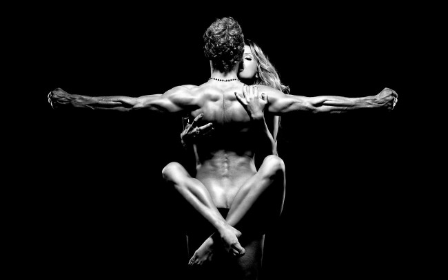 Обои картинки фото разное, мужчина женщина, пара, черно-белая