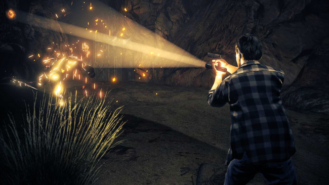 Обои картинки фото видео игры, alan wake`s american nightmare, мужчина, фонарь, оружие, нежить