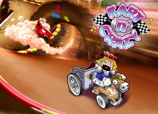 обоя видео игры, kart n` crazy, карета, король, ракета, тоннель, погоня