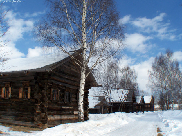 Обои картинки фото кострома, музей, деревянного, зодчества, зима, города, другое