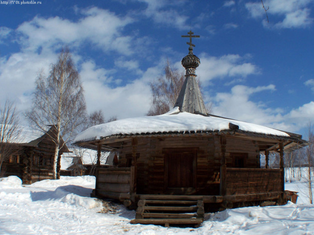 Обои картинки фото кострома, музей, деревянного, зодчества, зима, города, православные, церкви, монастыри