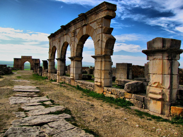 Обои картинки фото volubilis, roman, ruins, morocco, africa, города, исторические, архитектурные, памятники