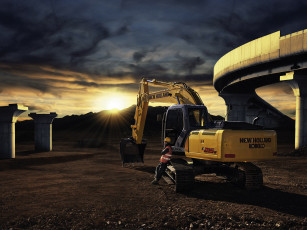 Картинка автор andrea melcangi техника экскаваторы рассвет