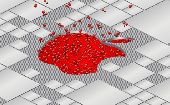 Обои картинки фото компьютеры, apple, сердечки, решетка