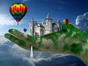 Картинка разное компьютерный дизайн замок рука облака шары