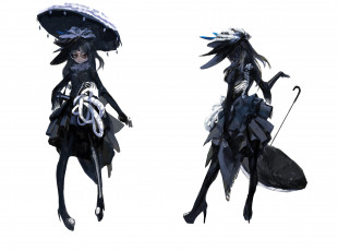 Картинка аниме pixiv fantasia туфли платье очки зонтик девушка sword regalia