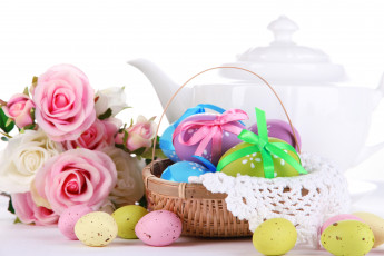Картинка праздничные пасха яйца свечи цветы