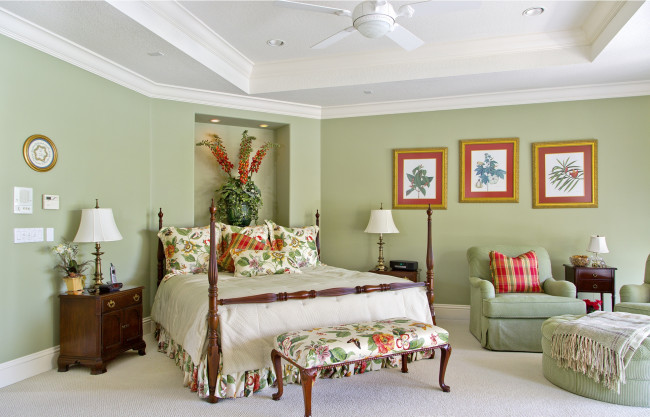 Обои картинки фото интерьер, спальня, кровать, декор, цветы