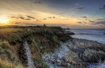 Картинка природа восходы закаты заря скалы тучи горизонт океан