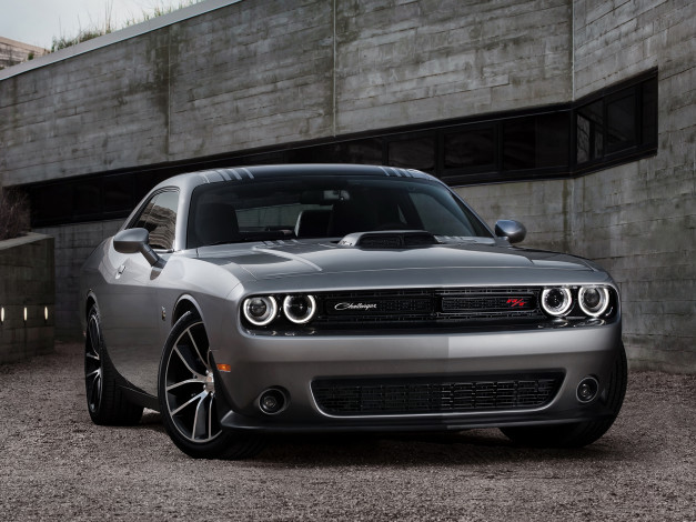 Обои картинки фото автомобили, dodge, 392, 2015г, challenger, темный, lc, scat, pack, shaker, hemi