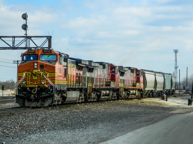 Обои картинки фото техника, поезда, локомотив, рельсы, состав