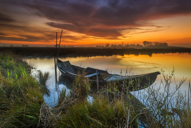 Обои картинки фото корабли, лодки,  шлюпки, рассвет