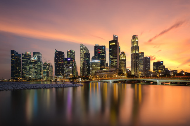 Обои картинки фото singapore, города, сингапур , сингапур, небоскребы, залив