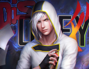 Картинка аниме unknown +другое граффити парень баллон баллончик краска белые волосы толстовка