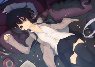 Картинка аниме unknown +другое фон взгляд девушка