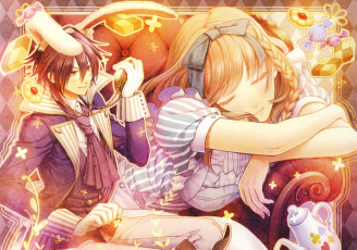 Картинка аниме amnesia сладости часы кролик shin alice in wonderland hanamura mai кресло сон алиса