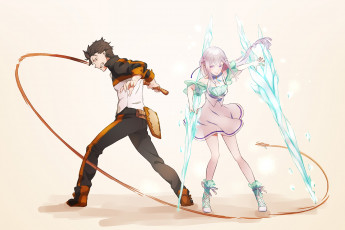 Картинка аниме re +zero+kara+hajimeru+isekai+seikatsu парень фон взгляд девушка