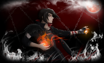 Картинка аниме naruto цепи огонь учиха итачи дым