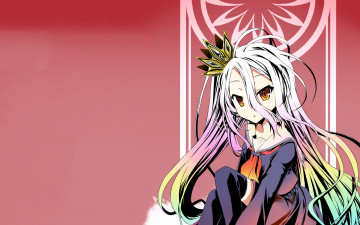 Картинка аниме no+game+no+life взгляд девушка фон