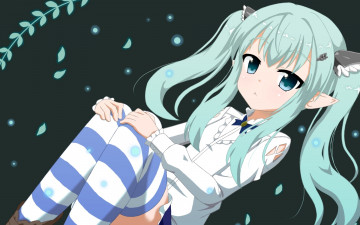 Картинка аниме животные +существа фон взгляд девушка