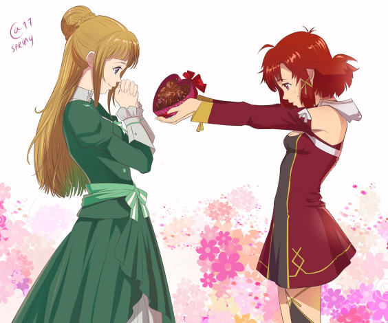 Обои картинки фото аниме, unknown,  другое, взгляд, фон, девушки