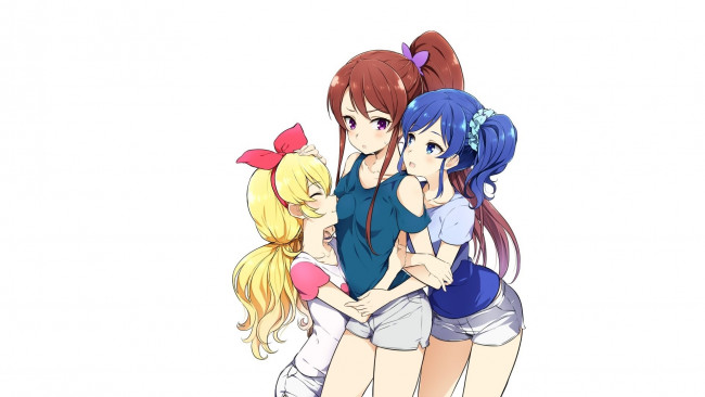 Обои картинки фото aikatsu, аниме, девушки, фон, взгляд