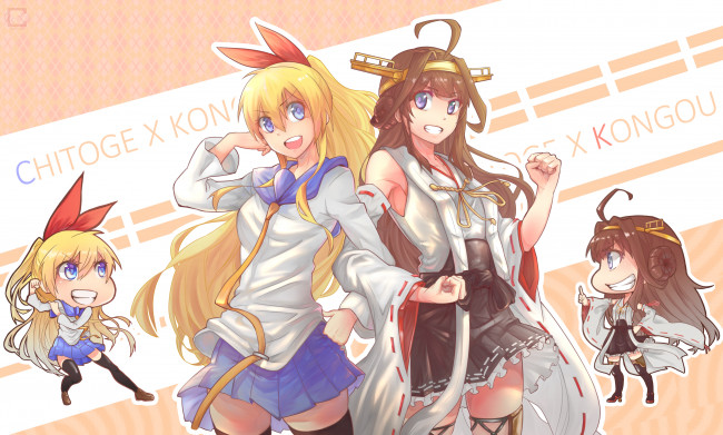 Обои картинки фото аниме, unknown,  другое, фон, взгляд, девушки