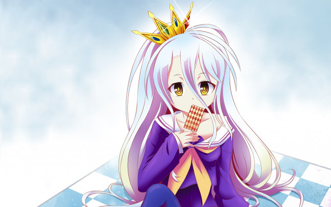 Обои картинки фото аниме, no game no life, девушка, фон, взгляд