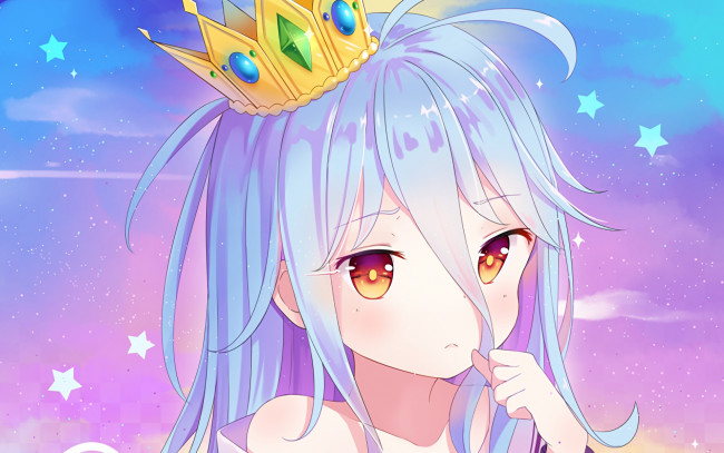 Обои картинки фото аниме, no game no life, девушка, взгляд, фон