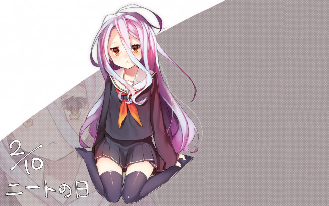 Обои картинки фото аниме, no game no life, девушка, взгляд, фон