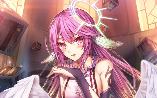 Обои картинки фото аниме, no game no life, фон, девушка, взгляд