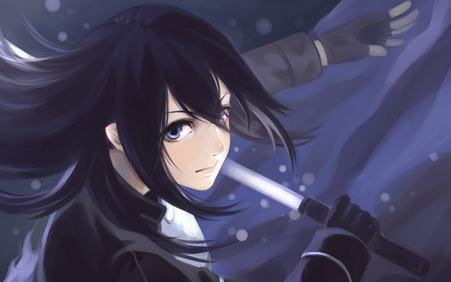 Обои картинки фото аниме, sword art online, девушка, взгляд, фон