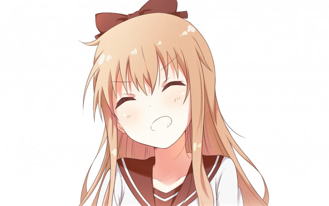 Обои картинки фото yuru yuri, аниме, девушка, взгляд, фон