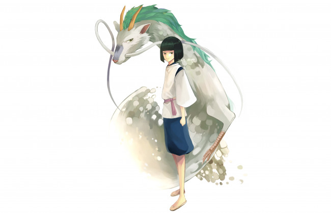 Обои картинки фото аниме, spirited away, хаку