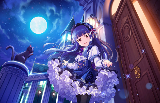 Обои картинки фото аниме, idolm@ster, взгляд, девушка, фон