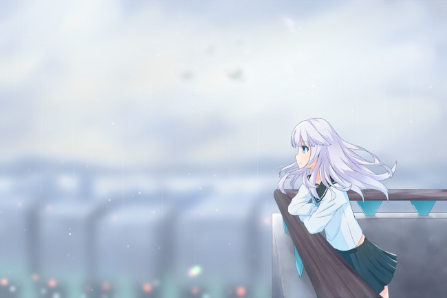 Обои картинки фото аниме, unknown,  другое, фон, взгляд, девушка